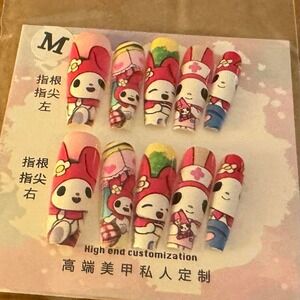 My Melody Press On Nails Medium Kawaii Cartoon Custom‎ Design